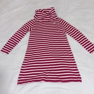 Vineyard Vines Girls Bergundy/White Stripe Cowl Neck Dress, S(7/8) Preppy Cotton